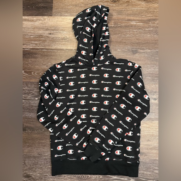 Champion Other - Champion Black and Red Logo Hoodie